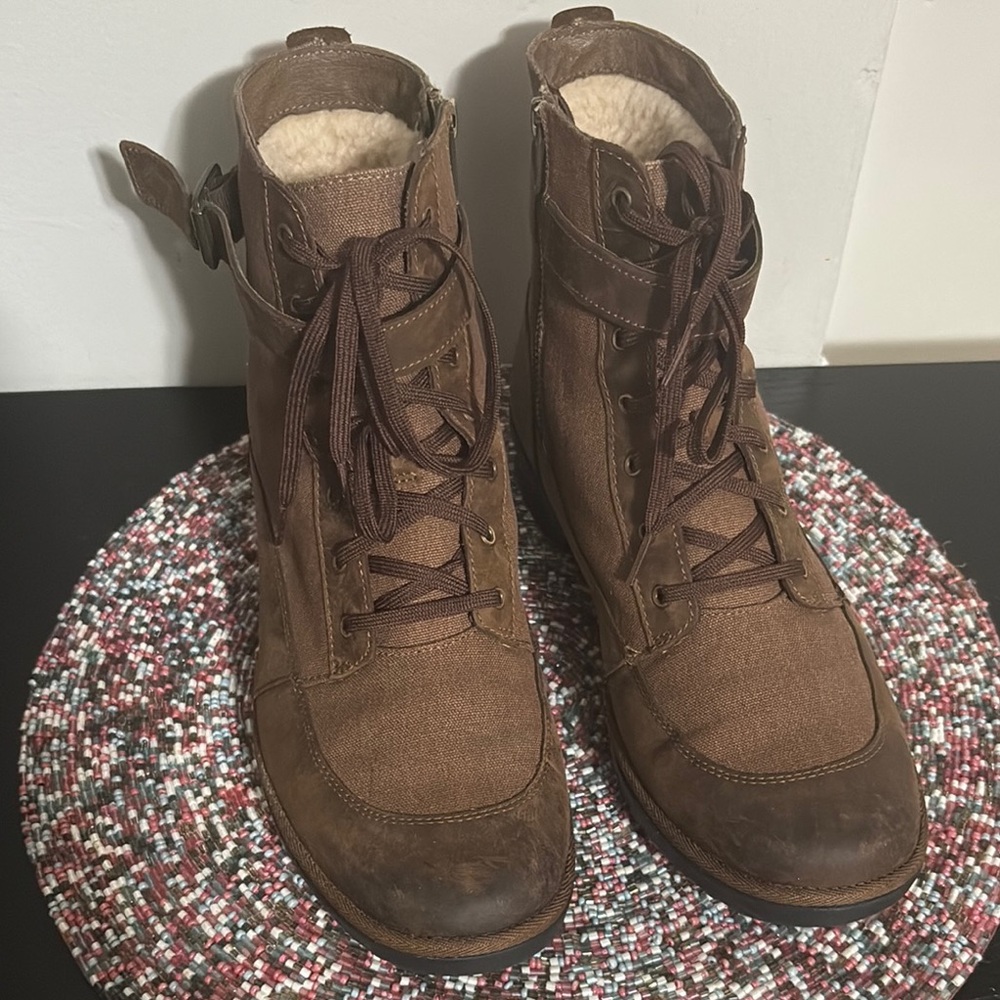 UGG Brown Lace-Up Shearling Ankle Boots